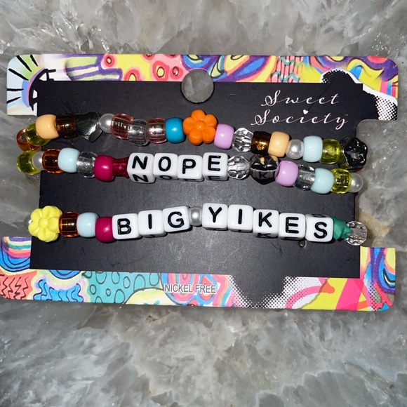 Sweet Society “Big Yikes” “Nope” Beaded Bracelet Set - Picture 1 of 1
